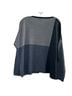 Eileen Fisher 100% Merino Color Block Gray Black Pullover Sweater Size L - photo 2