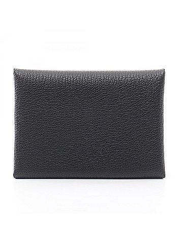 Hermès Hermes Calvi Duo Wallet/Coin Purse, Chevre Leather, Women's, Black (view 1)