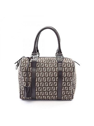 Fendi Fendi Zucchino Handbag, Canvas and Leather, Women's, Brown (view 1)