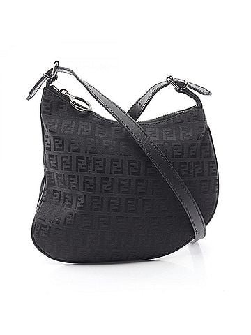 Fendi Fendi Zucchino Shoulder Bag/Handbag, Canvas and Leather, Women's, Black (8BR248) (view 1)