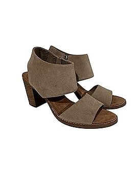 TOMS Taupe Suede Open-Toe Block Heel Sandals Sandals (view 1)