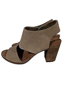 TOMS Taupe Suede Open-Toe Block Heel Sandals Sandals (view 2)