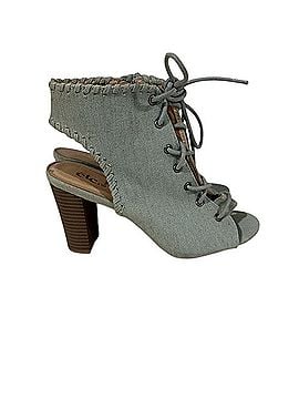 rue21 Denim Lace-Up Peep Toe Block Heel Heels (view 1)