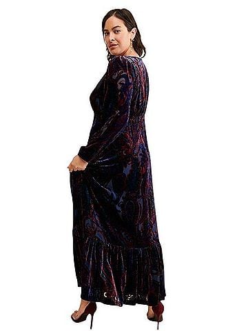 Anthropologie Burnout Velvet Boho Maxi Dress Casual Dress (view 2)