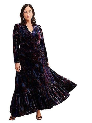 Anthropologie Burnout Velvet Boho Maxi Dress Casual Dress (view 1)