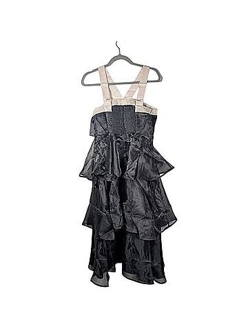 Lulus Black Organza Tiered Midi With Cream Bow Cocktail Dress (view 2)