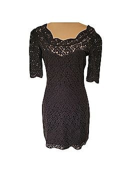 Gat Rimon Black Lace Dress with Scalloped Neckline Casual Dress (view 1)
