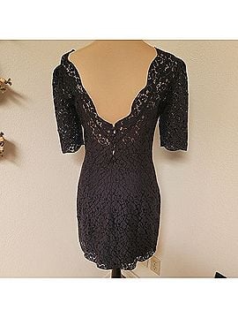 Gat Rimon Black Lace Dress with Scalloped Neckline Casual Dress (view 2)