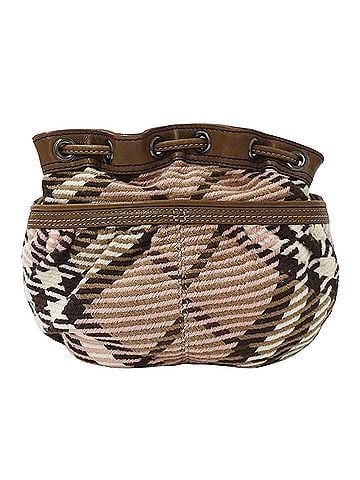 Burberry Blue Label Burberry Blue Label handbag for women, brand name shoulder bag, wool, pink and brown check pattern, drawstring type, mini bag. (view 2)