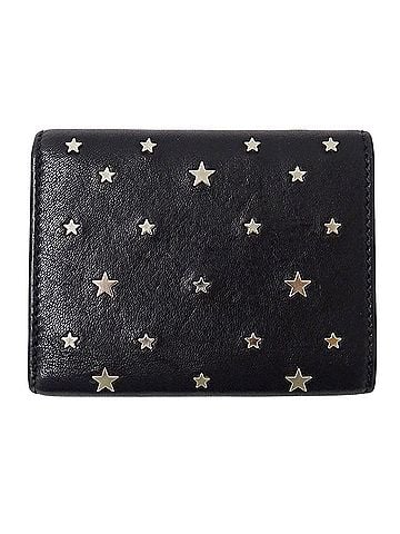 Jimmy Choo Jimmy Choo women's trifold wallet, Beer design, black leather, studs, star pattern, mini wallet. (view 2)