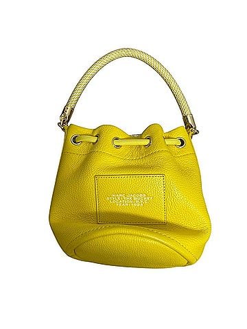 Marc Jacobs MARC JACOBS THE BUCKET Leather Drawstring Shoulder Bag, Yellow x White, Women's (view 2)