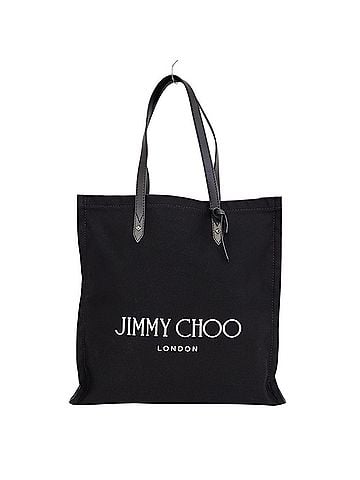 Jimmy Choo JIMMY CHOO LOGOTOTEFFQ Logo Canvas Tote Bag, Black, Men's &amp; Women's (view 1)