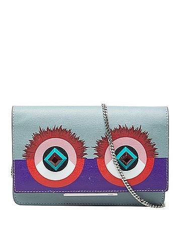 Fendi Fendi Monster Bugs Chain Wallet Shoulder Bag 8M0346 Gray Multicolor Leather Women's FENDI (view 1)