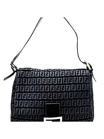 Fendi FENDI Zucchino Mamma Bucket Suede Leather Canvas Black Handbag 8BR001 Women's (view 1)