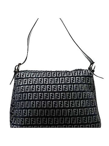 Fendi FENDI Zucchino Mamma Bucket Suede Leather Canvas Black Handbag 8BR001 Women's (view 2)