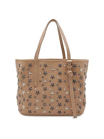 Jimmy Choo JIMMY CHOO Sasha S Tote Bag/Shoulder Bag, Leather, Star Studs, Rhinestones, Pink Beige (view 2)