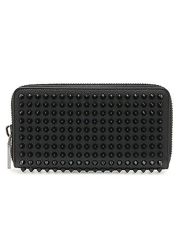 Christian Louboutin Christian Louboutin Panettone Long Wallet, Spike Studs, Round Leather, Black, Red (view 1)