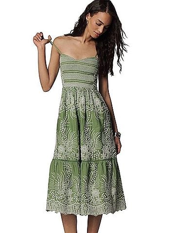 Anthropologie Sleeveless Sweetheart Tiered Midi Dress Casual Dress (view 1)