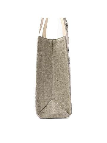 Chloé Chloé Chloe Woody Tote Bag, Medium, Canvas and Leather, Beige/Light Blue, Women's, h32437k (view 2)