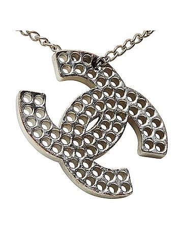 Chanel Chanel Coco Mark Punching Chain Necklace Pendant 03P Silver Metal Women's CHANEL (view 2)