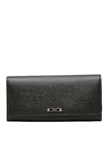 Fendi Fendi Logo Long Wallet Continental 8M0251 Black Leather Women's FENDI (view 1)