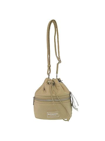 Burberry Burberry Ryle Drawstring Crossbody Bag, Body Pouch, 8104495, Silver Hardware, Nylon, Gold Honey Beige, One-Shoulder Bucket 0684BURBERRY (view 1)