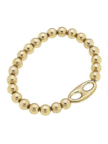 Canvas Women's Soda Tab-Inspired Ball Bead Stretch Bracelet in Worn Gold (view 1)
