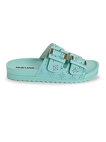Muk Luks Women's Grand Cayman Perforated Sandal in Aqua (view 1)