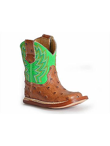 Roper Boy's Cowbabies Buddy Boot 4 Mo in Neon Green (view 2)
