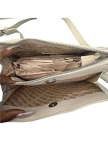 Steve Madden Women's Embossed Logo Crossbody Bag With Mini Pouch in Ivory (view 2)
