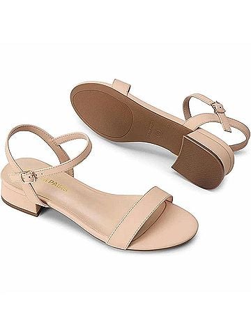 Dream Pairs Women's Low Heel Dressy Slingback Ankle Strap Sandals in Tan (view 2)