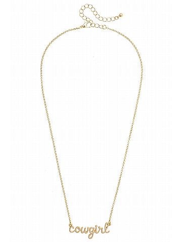 Canvas Women's Cowgirl Cursive Necklace in Gold (view 1)