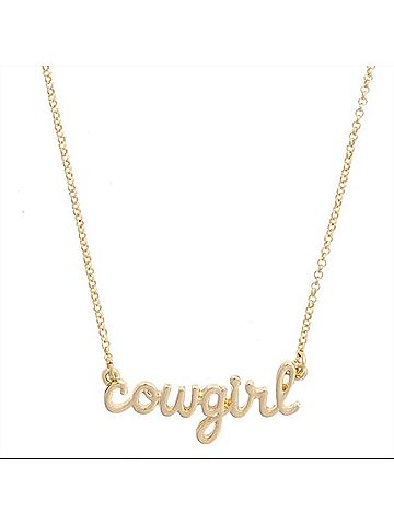Canvas Women's Cowgirl Cursive Necklace in Gold (view 2)