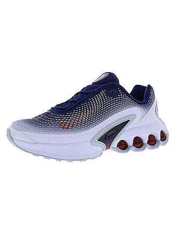 Nike Big Kid's Air Max Dn Shoes in White/Blue Void/Blue Void/Sport Red (view 2)