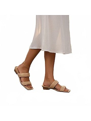 Carrano Women's Phoebe Leather Slide Sandal in Cream (view 2)