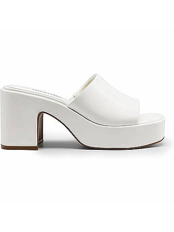 Dream Pairs Women's High Chunky Platform Slip On Open Toe Heels in White (view 1)