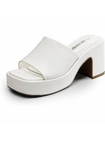 Dream Pairs Women's High Chunky Platform Slip On Open Toe Heels in White (view 2)