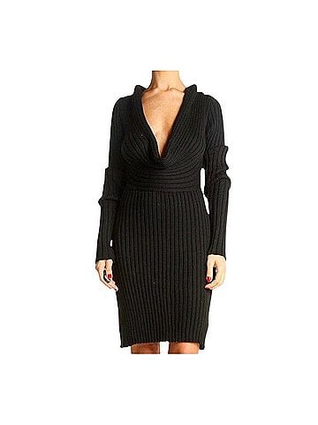 Renee C. Long Sleeve Ribbed Knit Sweater Dress Casual Dress (view 1)