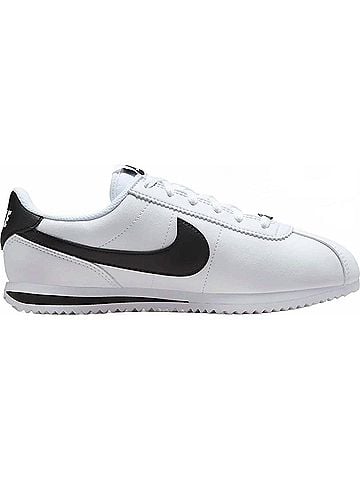 Nike Big Kid's Cortez Shoes in White/Black (view 1)