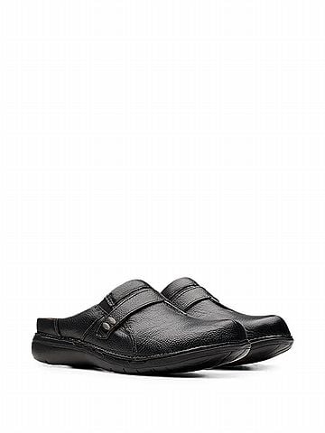 Clarks Women's Un Loop Ease Mules in Black Leather (view 2)
