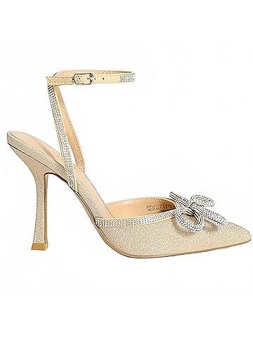 Dream Pairs Women's Pointy Toe Ankle Strap Heels in Gold Glitter (view 1)