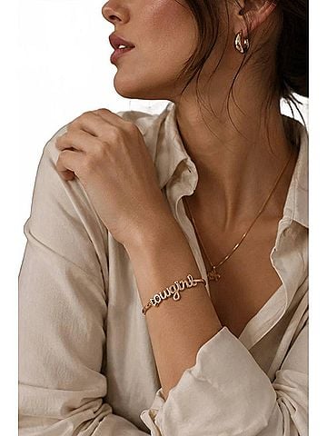 Canvas Women's Cowgirl Cursive Hinge Bangle in Gold (view 2)