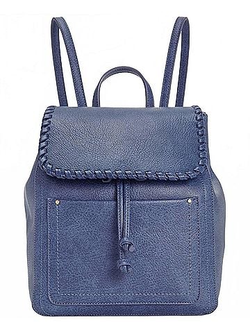 Style&Co Women's Whipstitch Flap Drawstring Backpack in Navy Blue (view 1)