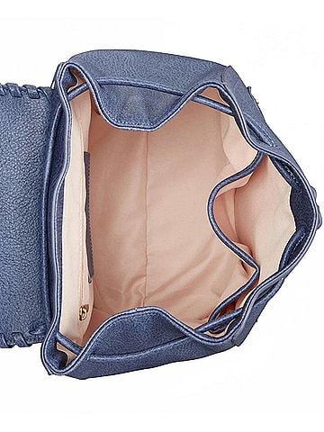 Style&Co Women's Whipstitch Flap Drawstring Backpack in Navy Blue (view 2)