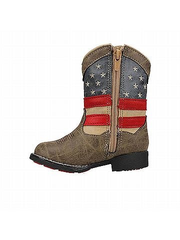 Roper Boy's Faux Leather Patriot Light Up Boots in Blue/Brown/Red (view 2)