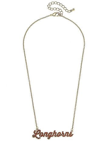 Canvas Women's Texas Longhorns Pavé Autograph Enamel Necklace in Burnt Orange/Gold (view 1)