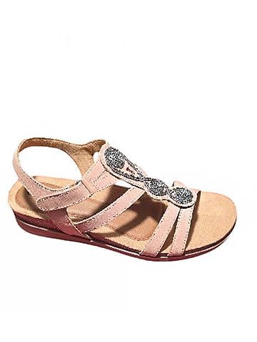 Cobb Hill Women's May Embellished Strappy Flat Sandals in Pink (view 1)