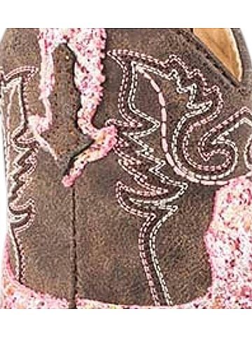Roper Girl's Glitter Aztec Booties 1 Mo in Pink (view 2)