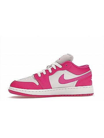 Nike Big Kid's Air Jordan 1 Low Gs Shoe in Fire Pink/Iris Whisper-White (view 2)