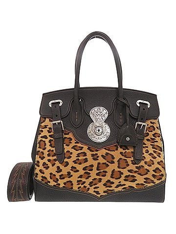 Ralph Lauren Ralph Lauren Ricky 33 Leopard Leather Calf Hair Black Brown 2-Way Handbag Shoulder Bag 0452RALPH LAUREN (view 1)